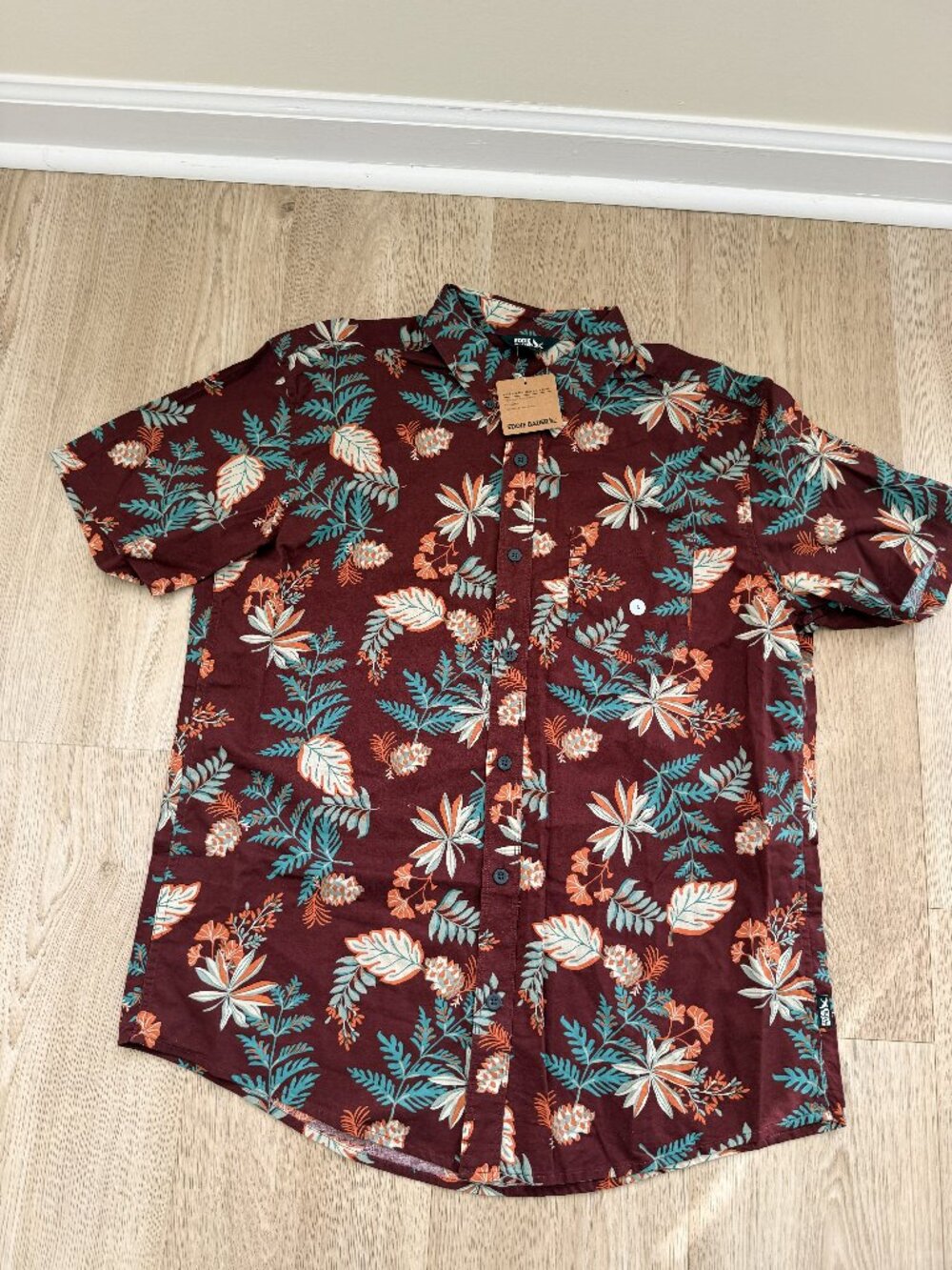 Eddie Bauer Hawaiian Shirt Large Baja Aloha Camp Button Down Beach Short Sleeve